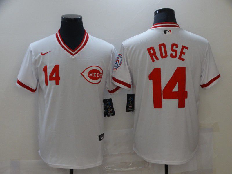 Men Cincinnati Reds #14 Rose White Game Nike MLB Jerseys->texas rangers->MLB Jersey